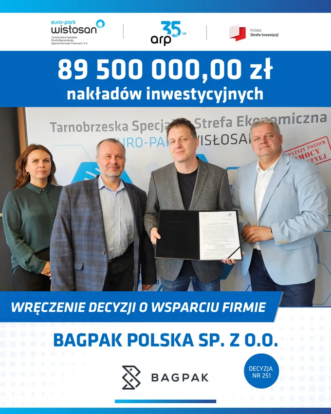 Obraz: 5 decyzja o wsparciu dla BAGPAK Polska sp. z o.o.